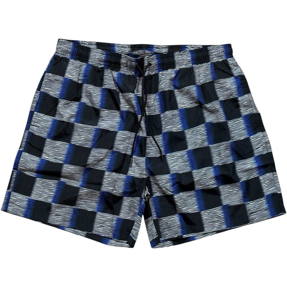 Louis Vuitton Swim Shorts Checkered Blue Black Mens Size XL Trunks